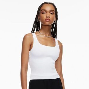 Babaton White Ribbed Tank Top